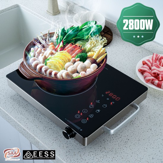 Portable Infrared Ceramic Cooktop 2800W Countertop Burner with Dual Heating Rings No EM Radiation 